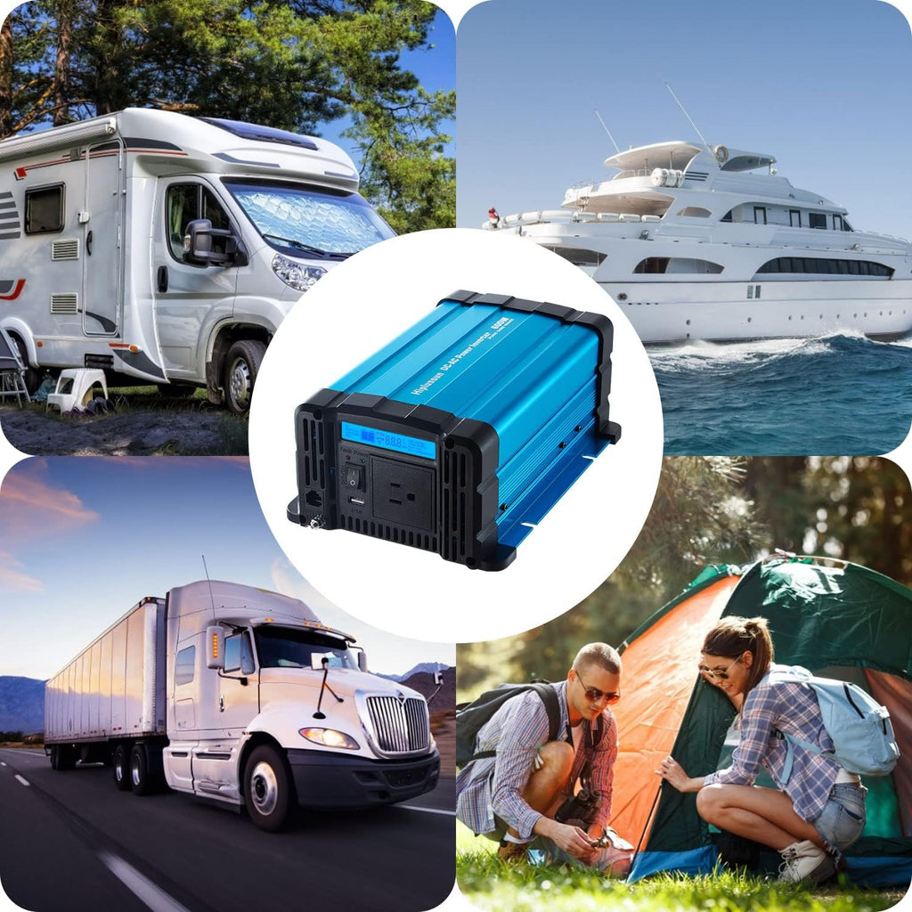 600 Watt Pure Sine Wave Power Inverter 12v to 110v DC to AC with USB and AC Outlet S390