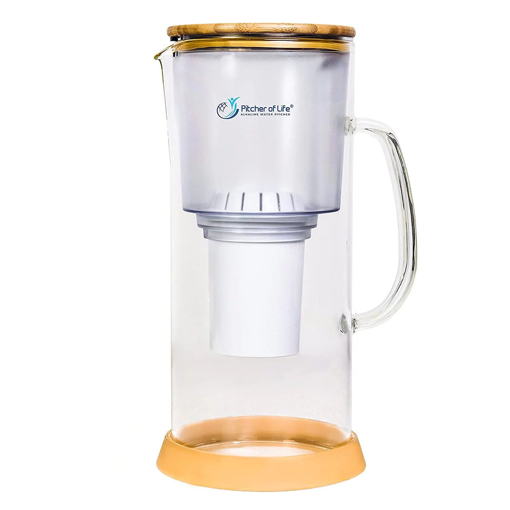 Alkaline Water Filter Pitcher with Bamboo Lid V25187