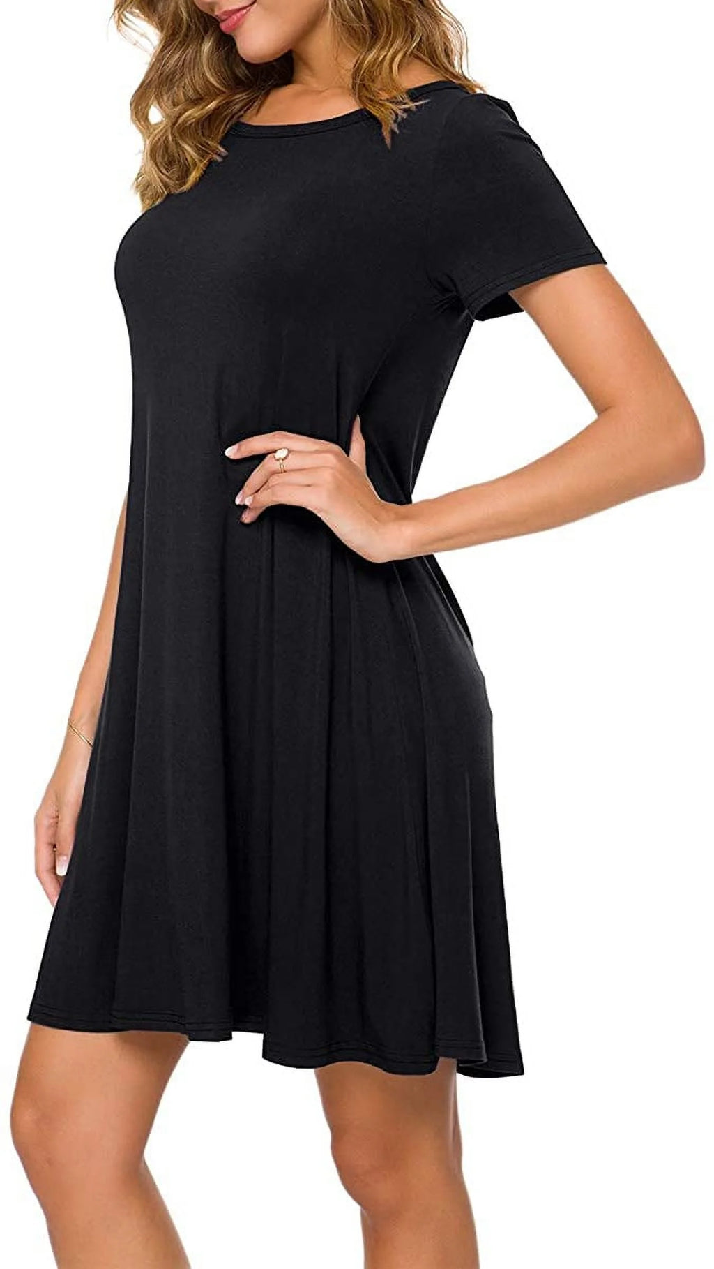 Women's Summer Casual T-shirt Dress Short Sleeve Boho Beach Dress M553