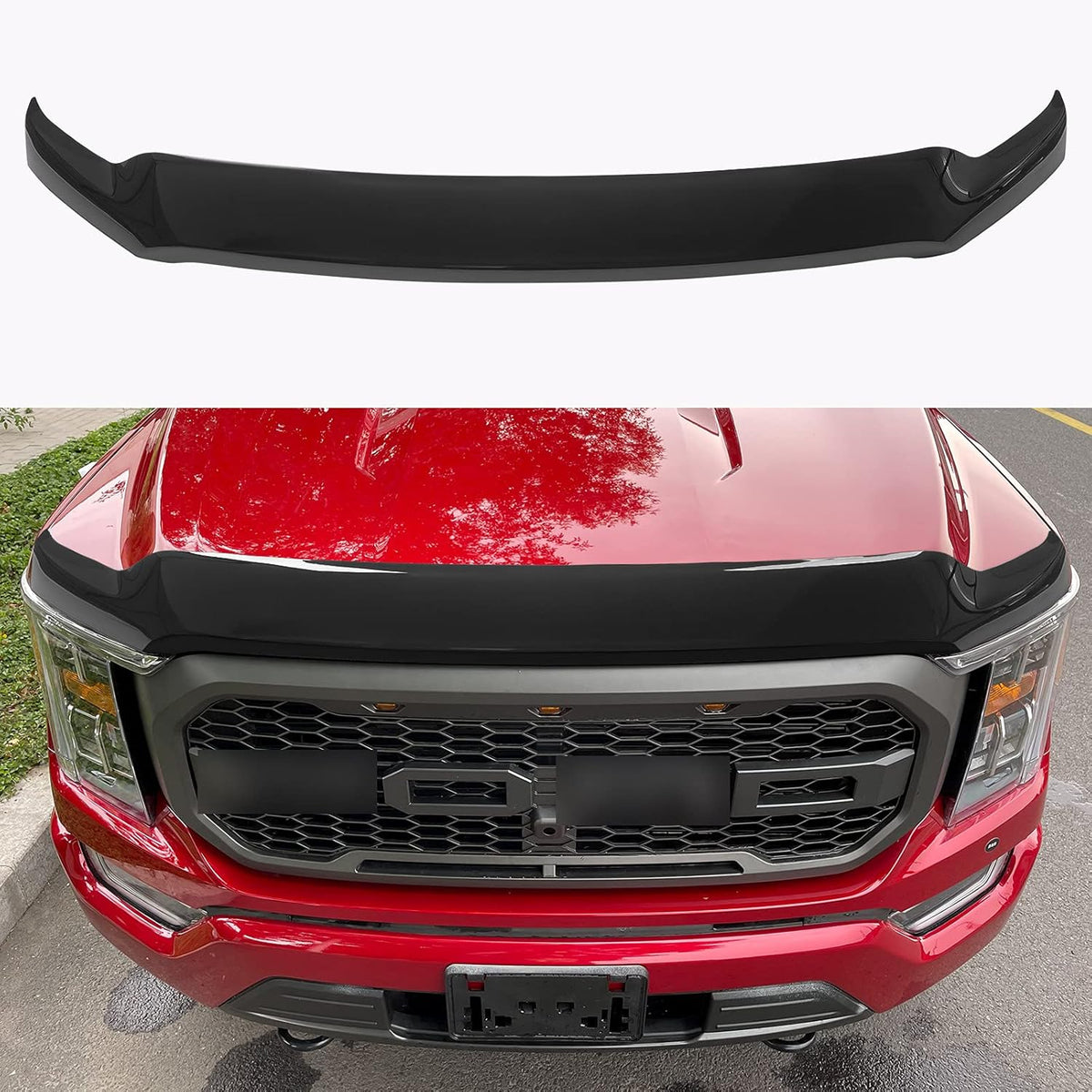 Glossy Carbon Fiber Hood Deflector for Ford F150 V791275