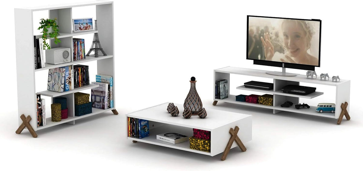 Wooden TV Stand with 4 Shelves L83283