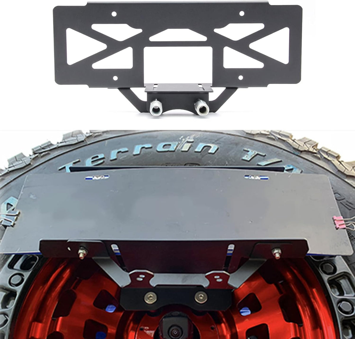 Rear Spare Tire Mount License Plate Relocation Bracket with 3rd Brake Light Mounting Bracket Kit for Jeep Wrangler JL 2018 2019 2020 2021 2022 Pack of 2 S7739