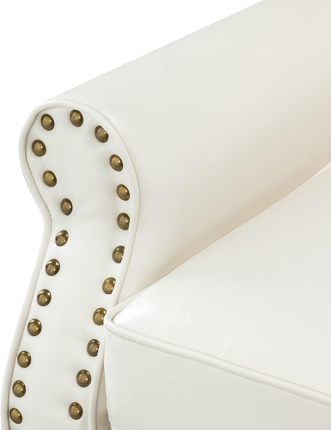Ivory Faux Leather Accent Chair with Solid Wood Legs X716