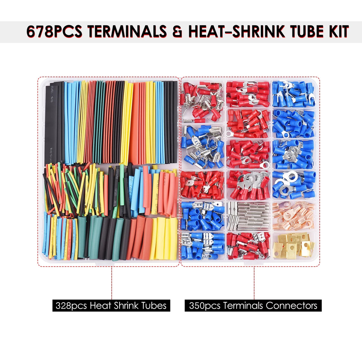 678PCS Terminals & Heat-shrink Tube Kit X824