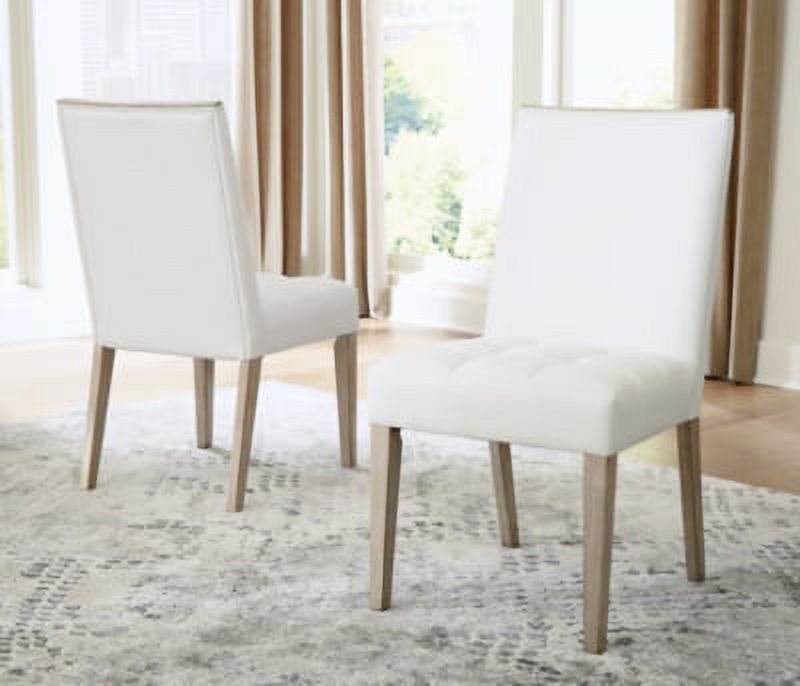 White & Beige Upholstered Side Chair, 2 Count C95509