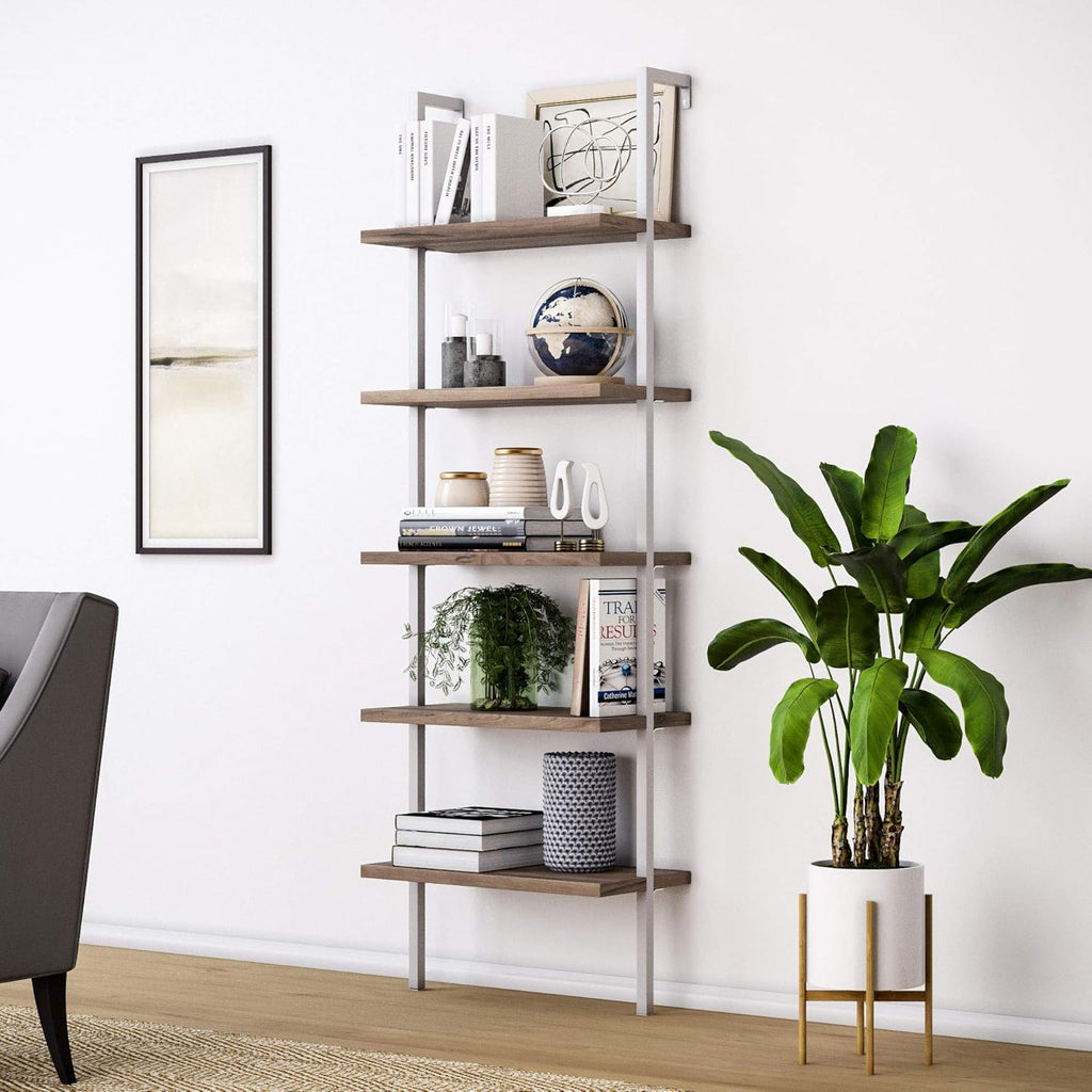 White 3-Shelf Wall Mount Bookshelf with Metal Frame L350