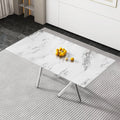 Rectangular Glass Dining Table for 6-8 People with Tempered Glass Top and Silver Metal Legs S1926