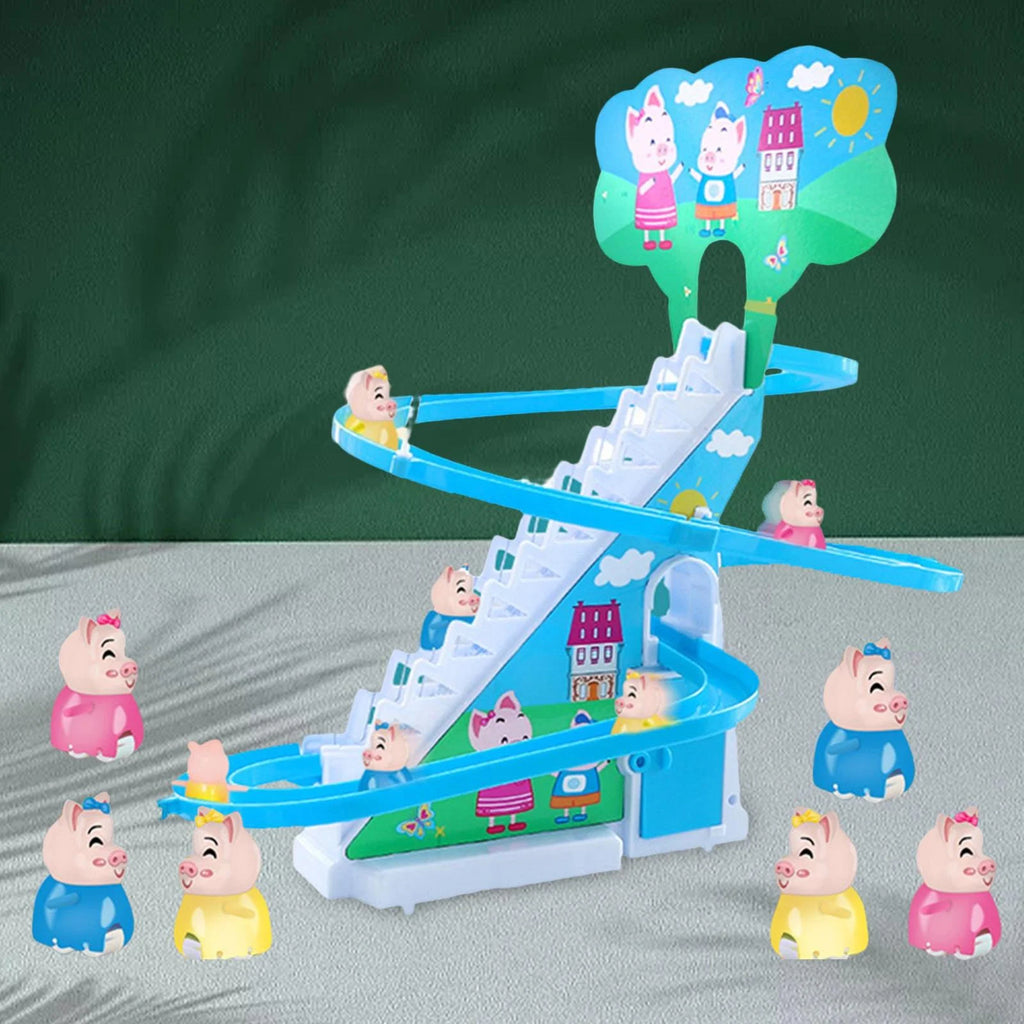 6 s Electric Climbing Stair Toy with LED Flashing Lights Children's Roller Coaster Toy Set U6411