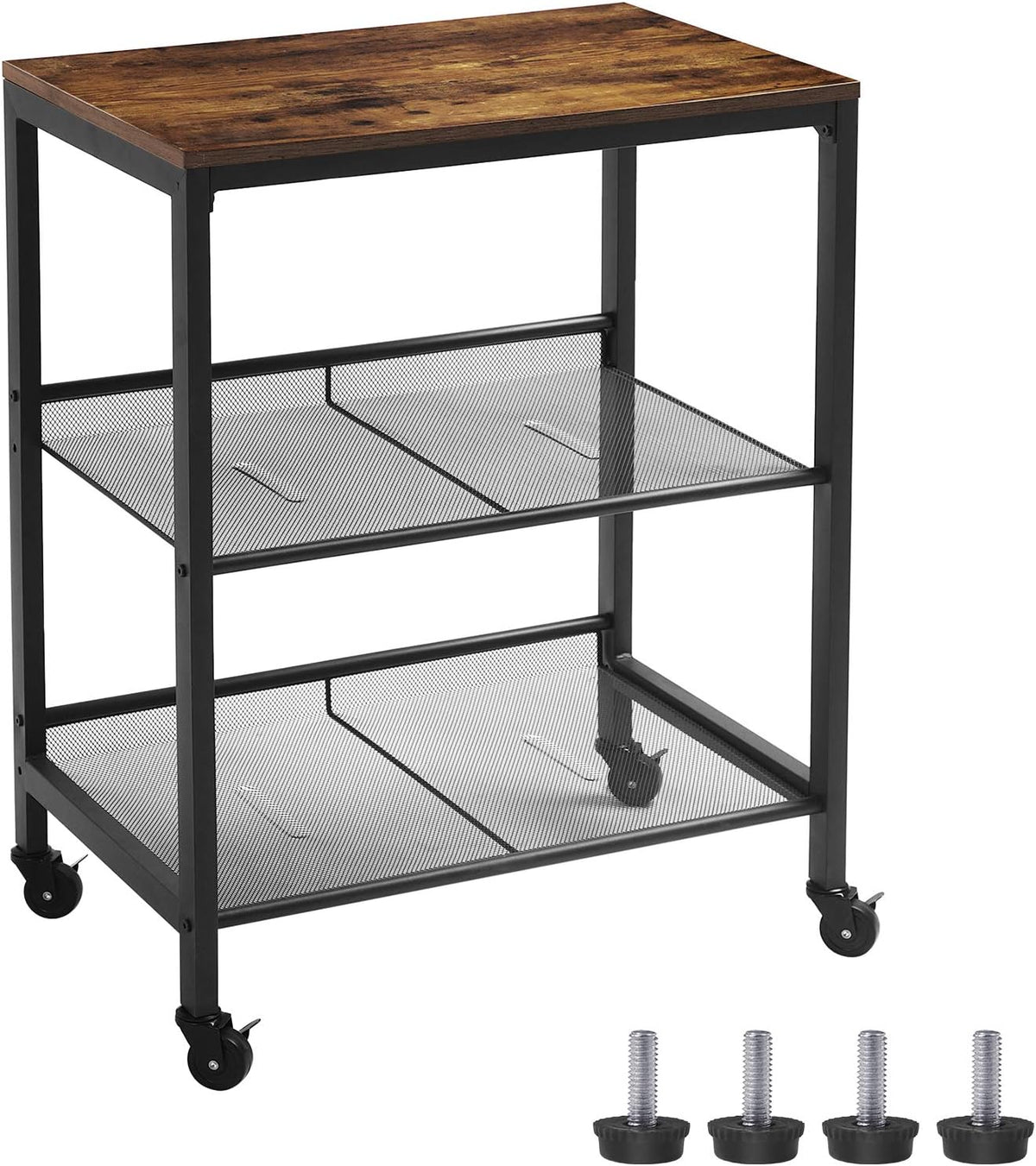 3-Tier Utility Cart on Wheels with Adjustable Feet R543101