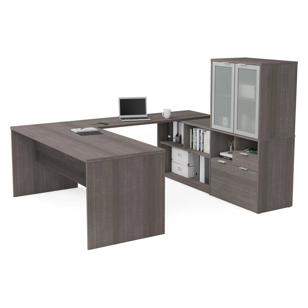 U Shape Computer Desk with Hutch P889