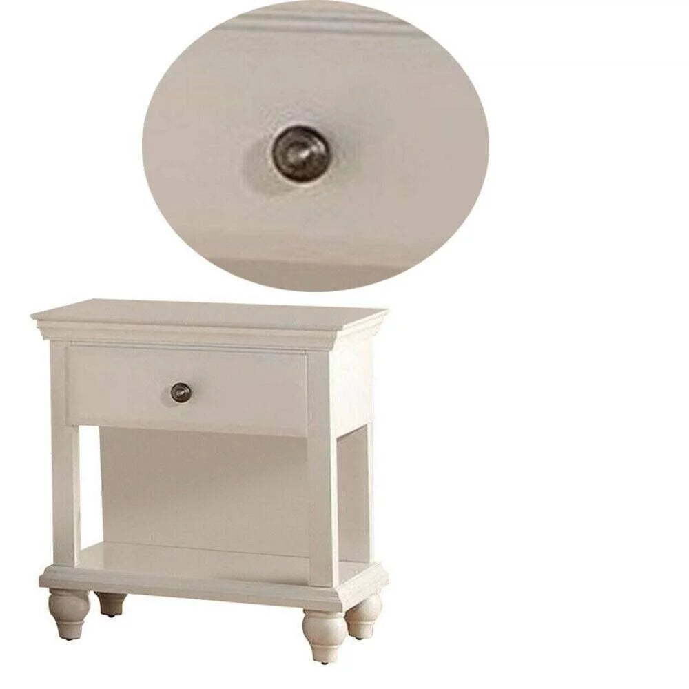 King Size Bed with 2 Nightstands White Faux Leather D2186