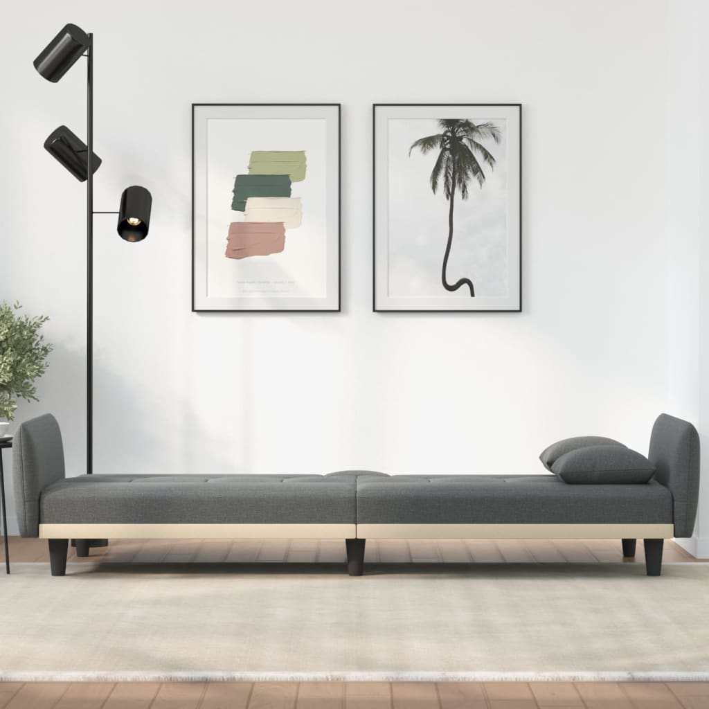 Dark Gray Fabric Sofa Bed with Cup Holders L2095