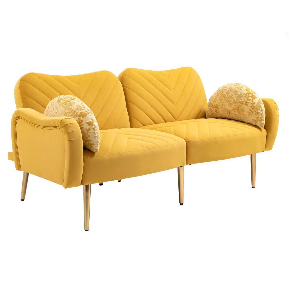 Velvet Love Seats Sofa with 2 Bolster Pillows M829434
