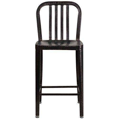 Black-Antique Gold Metal Counter Height Stool Q128961