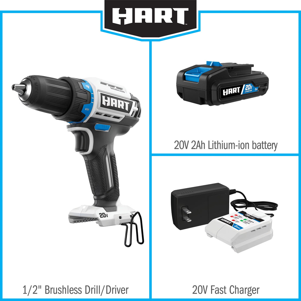 20-Volt Cordless Brushless 1/2-inch Drill/Driver Kit with 2Ah Lithium-Ion Battery O65080