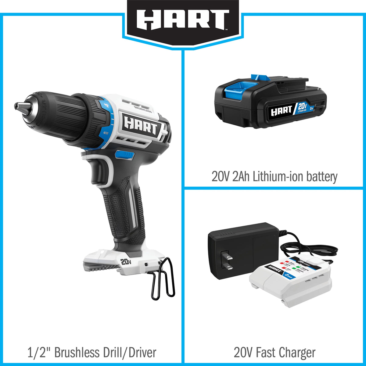 20-Volt Cordless Brushless 1/2-inch Drill/Driver Kit with 2Ah Lithium-Ion Battery O65080