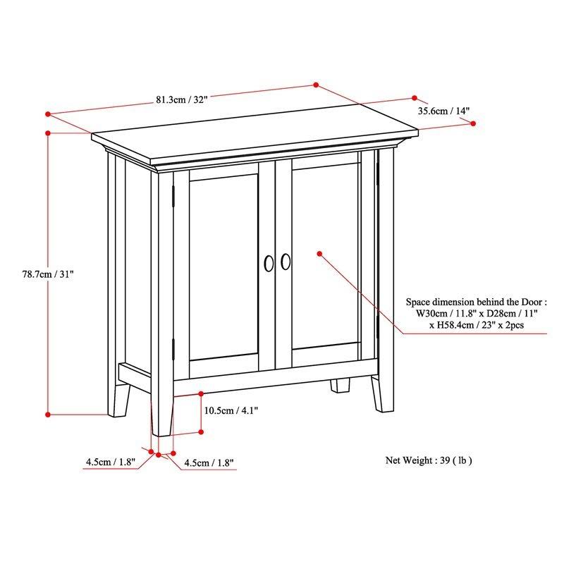 Solid Wood Low Storage Cabinet in Brunette Brown A5468