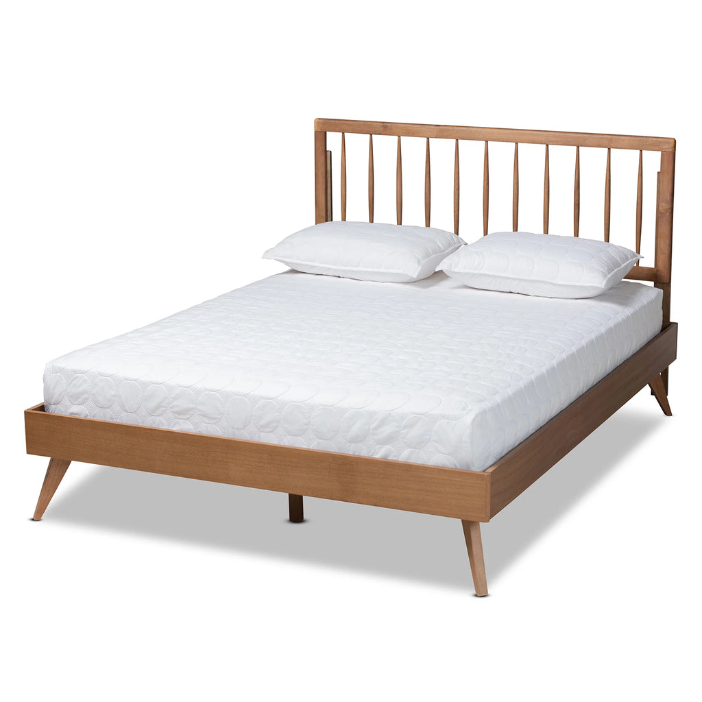 Full Ash Walnut Wood Platform Bed S6389