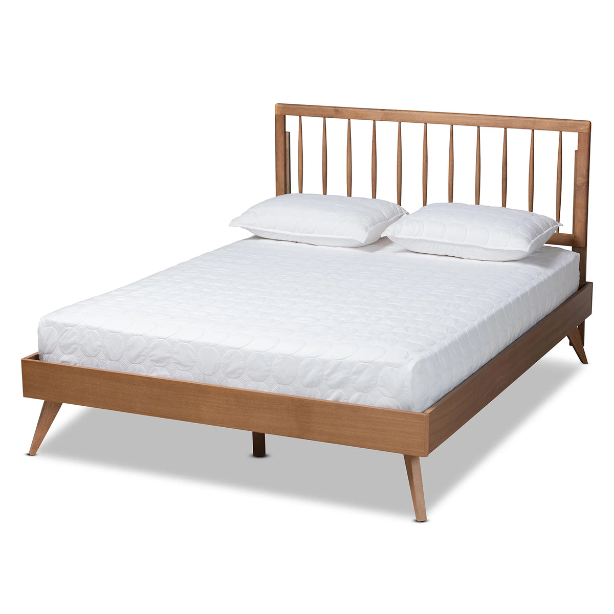 Full Ash Walnut Wood Platform Bed S6389