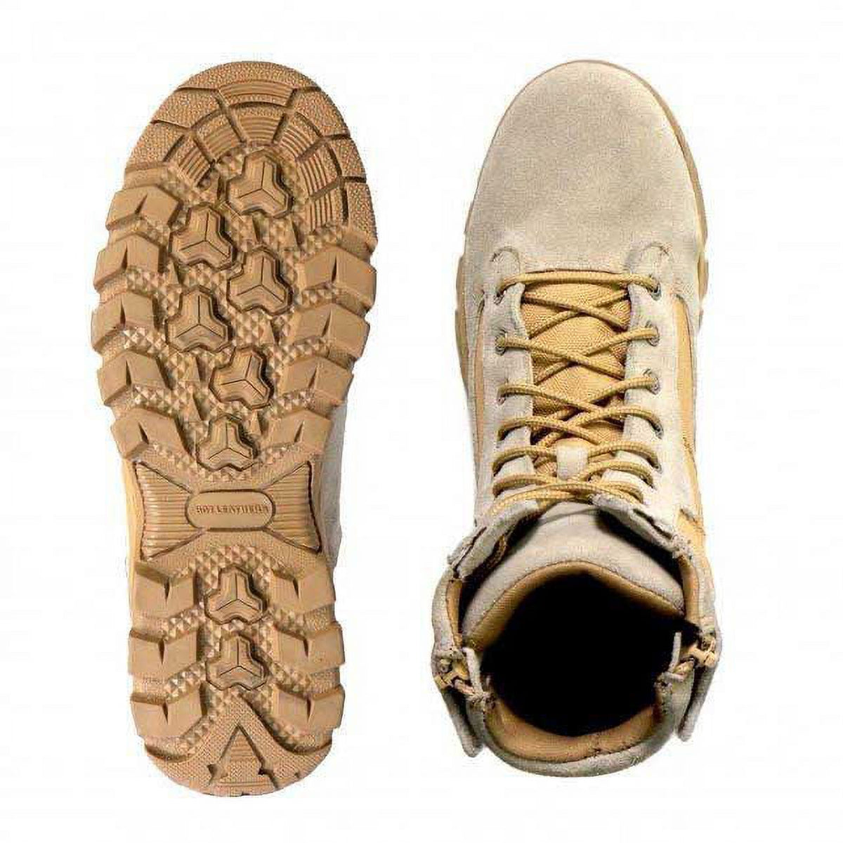 Tan Leather Lace Up Boots with Zippers O33857