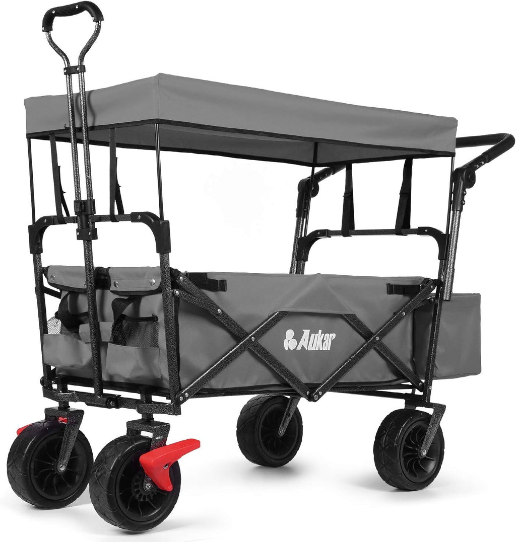 Collapsible Folding Wagon Utility Garden Cart with 7 All-Terrain Wheels O562