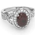 14k White Gold Garnet Diamond Engagement Ring S372