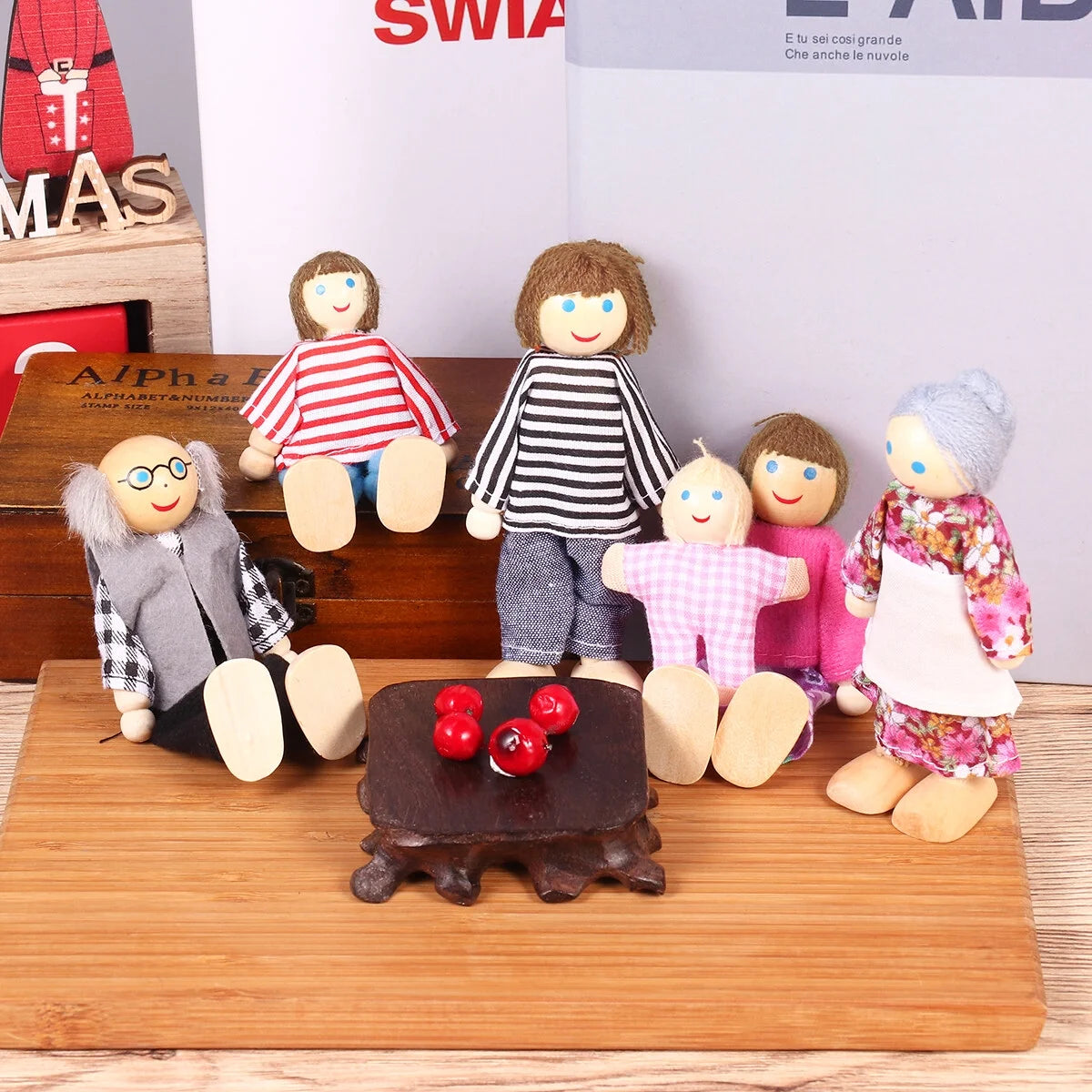 Wooden Dollhouse Dolls Set of 7 Figures K26469