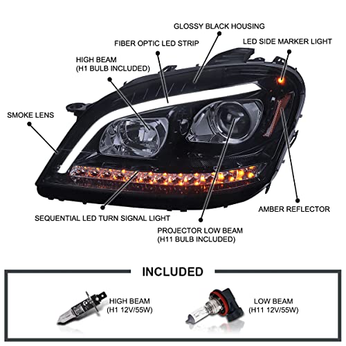 Chrome Projector LED Sequential Signal Headlights Left + Right Pair W78894