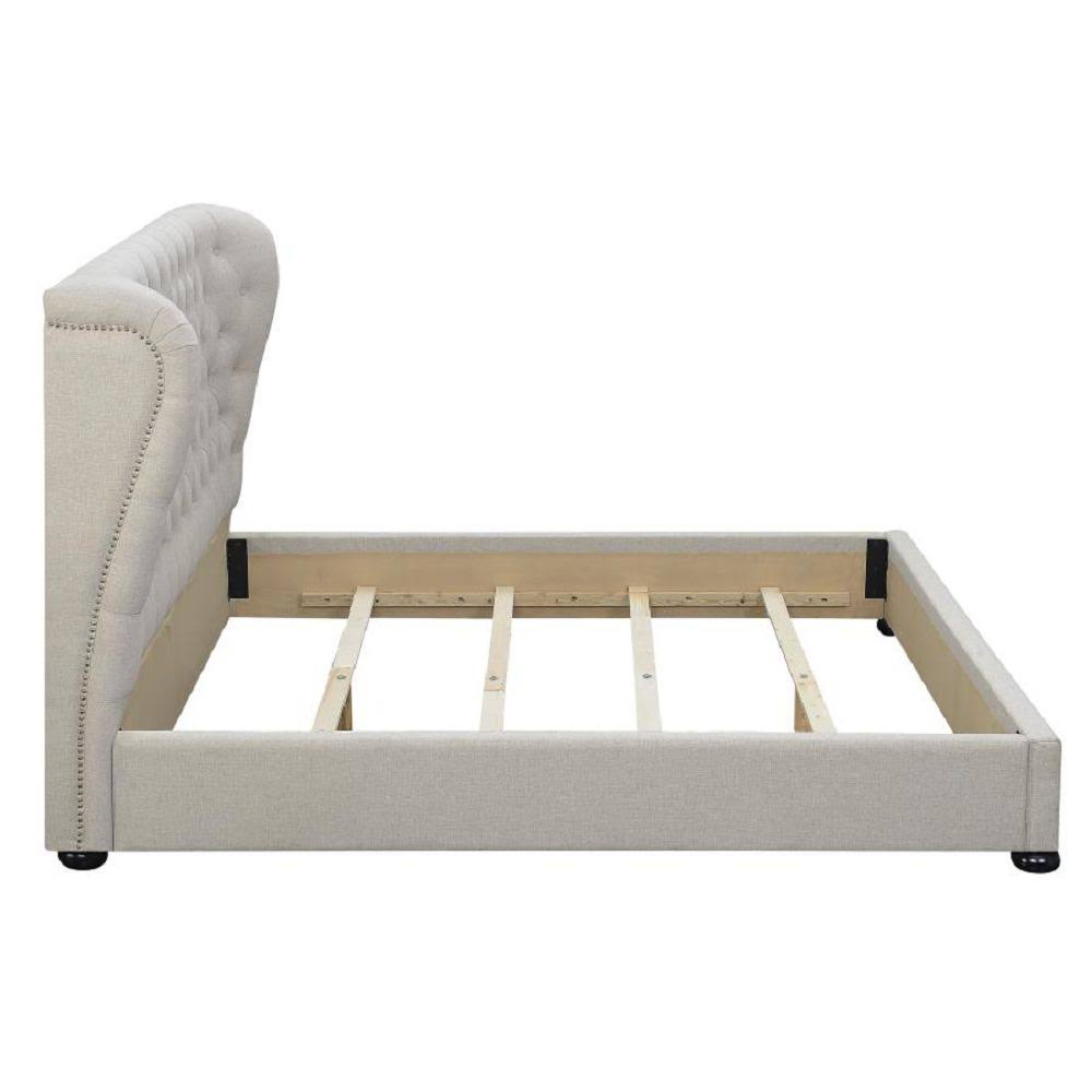 Beige Upholstered Platform Bed N90465