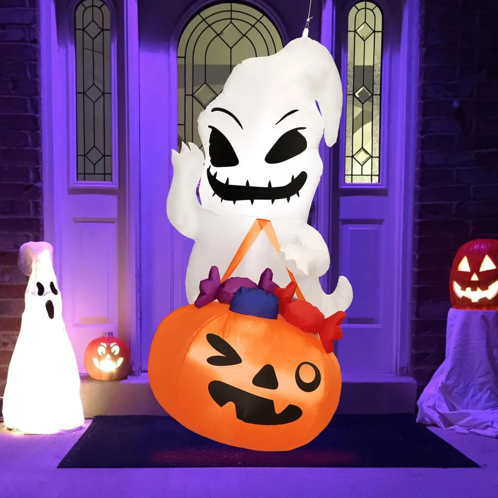 Halloween Inflatable Decor, Ghost Holding Trick Or Treat Bag T383