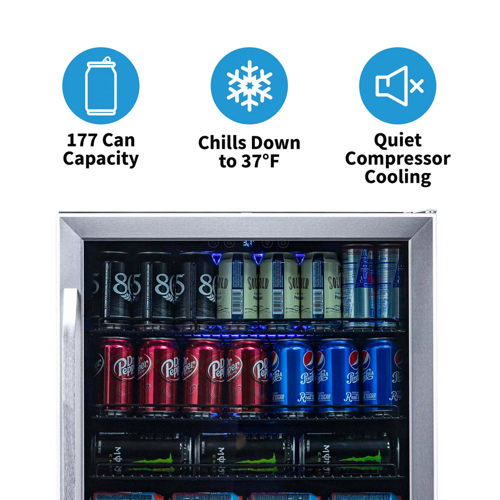 177 Can Stainless Steel Beverage Refrigerator J172