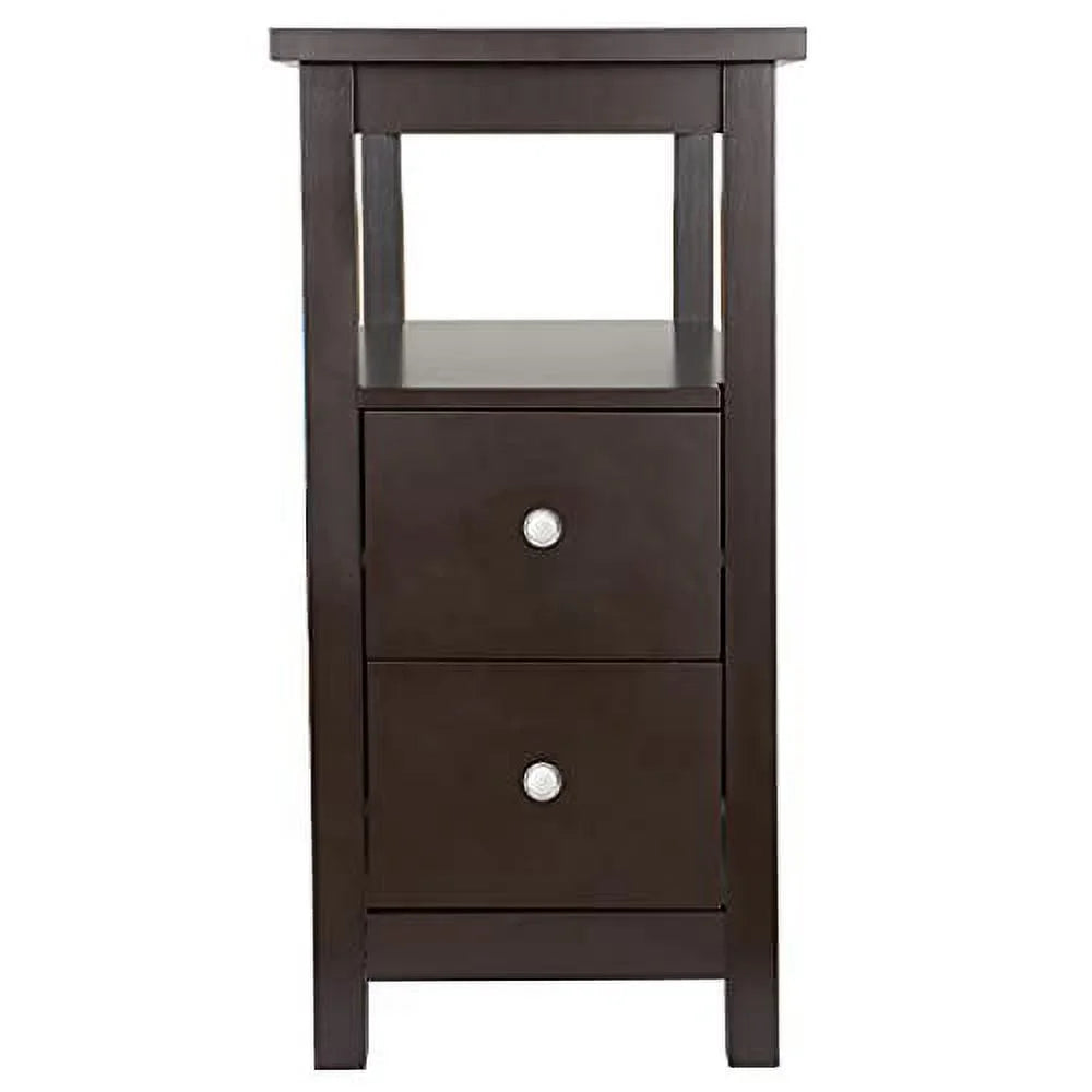 Espresso Narrow Side Table with Drawers and Shelf R681240