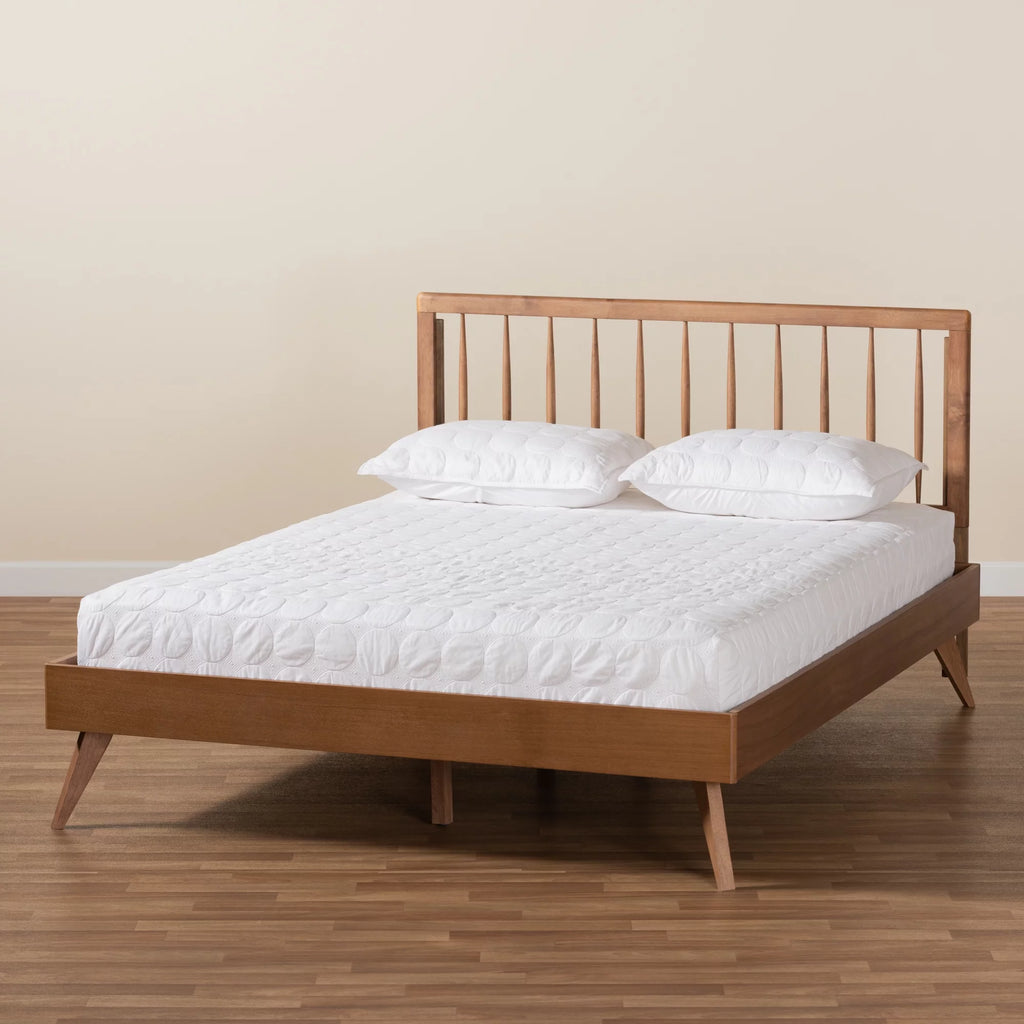 Full Ash Walnut Wood Platform Bed S6389