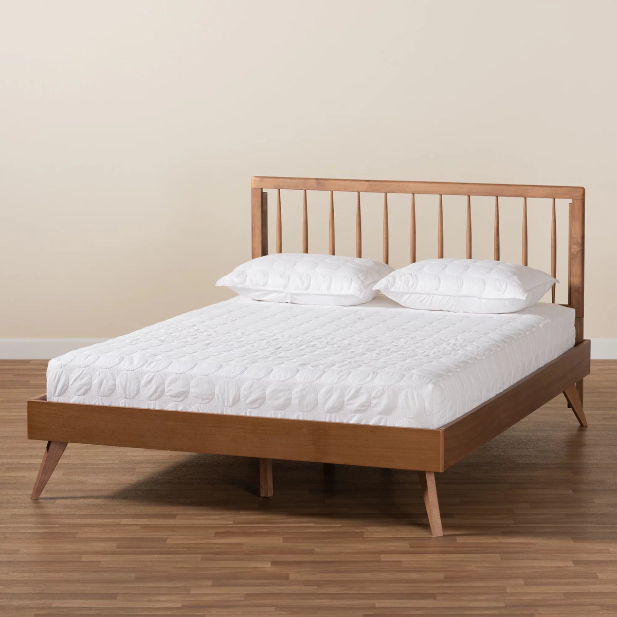 Full Ash Walnut Wood Platform Bed S6389