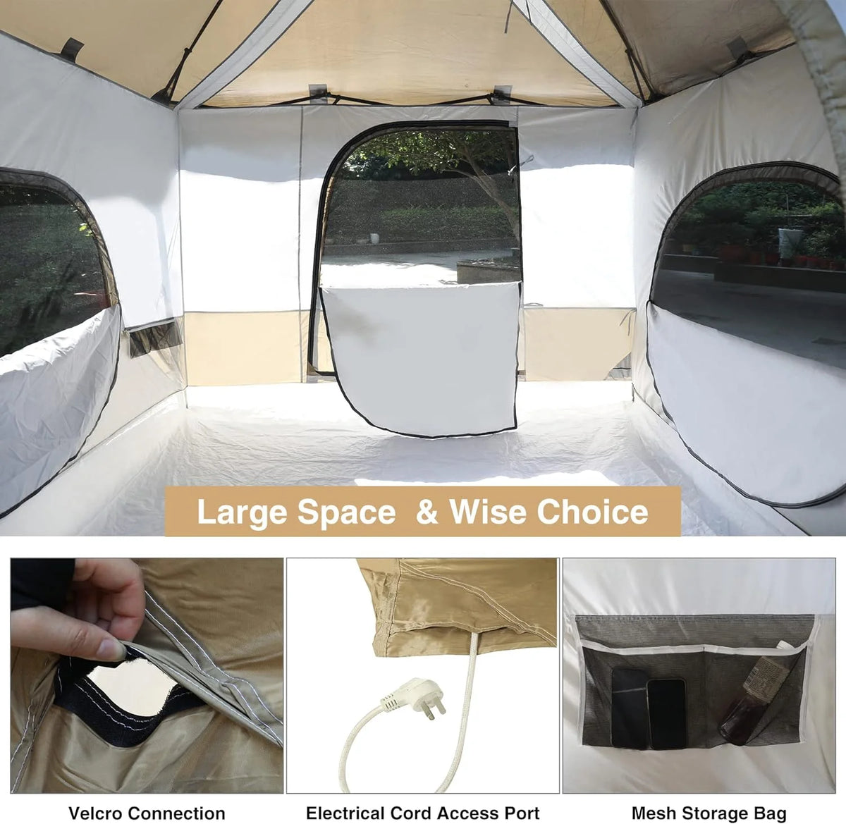 10' x 10' Khaki Camping Inner Tent Square Tent with Full Floor U28714