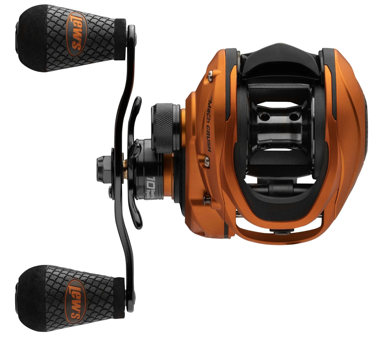 Orange Baitcast Fishing Reel, Right-Hand Retrieve, 7.5:1 Gear Ratio, 10 Bearing System L6317