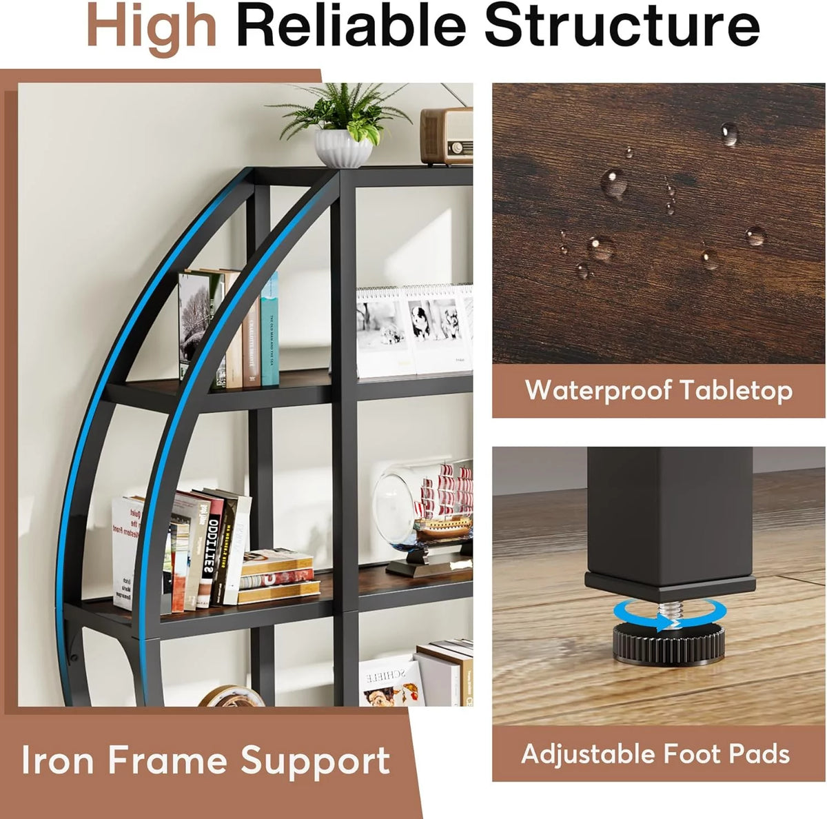 69" Tall 5 Tiers Rustic Brown Bookshelf R470