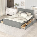 Wood Queen Bed Frame with 4 Storage Drawers C749