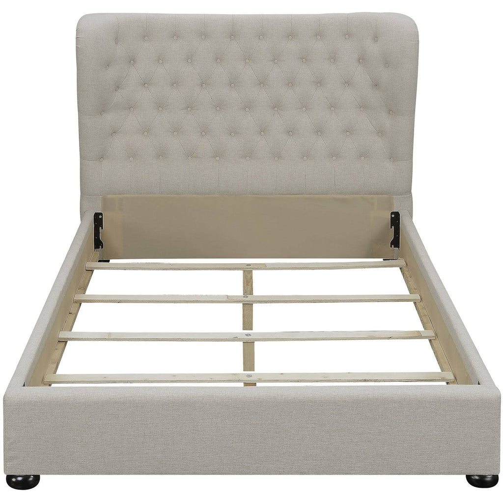 Beige Upholstered Platform Bed N90465