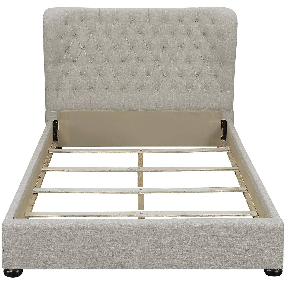 Beige Upholstered Platform Bed N90465