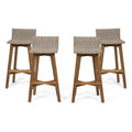 4pk Acacia Wood Wicker Patio Barstools Brown Y335459