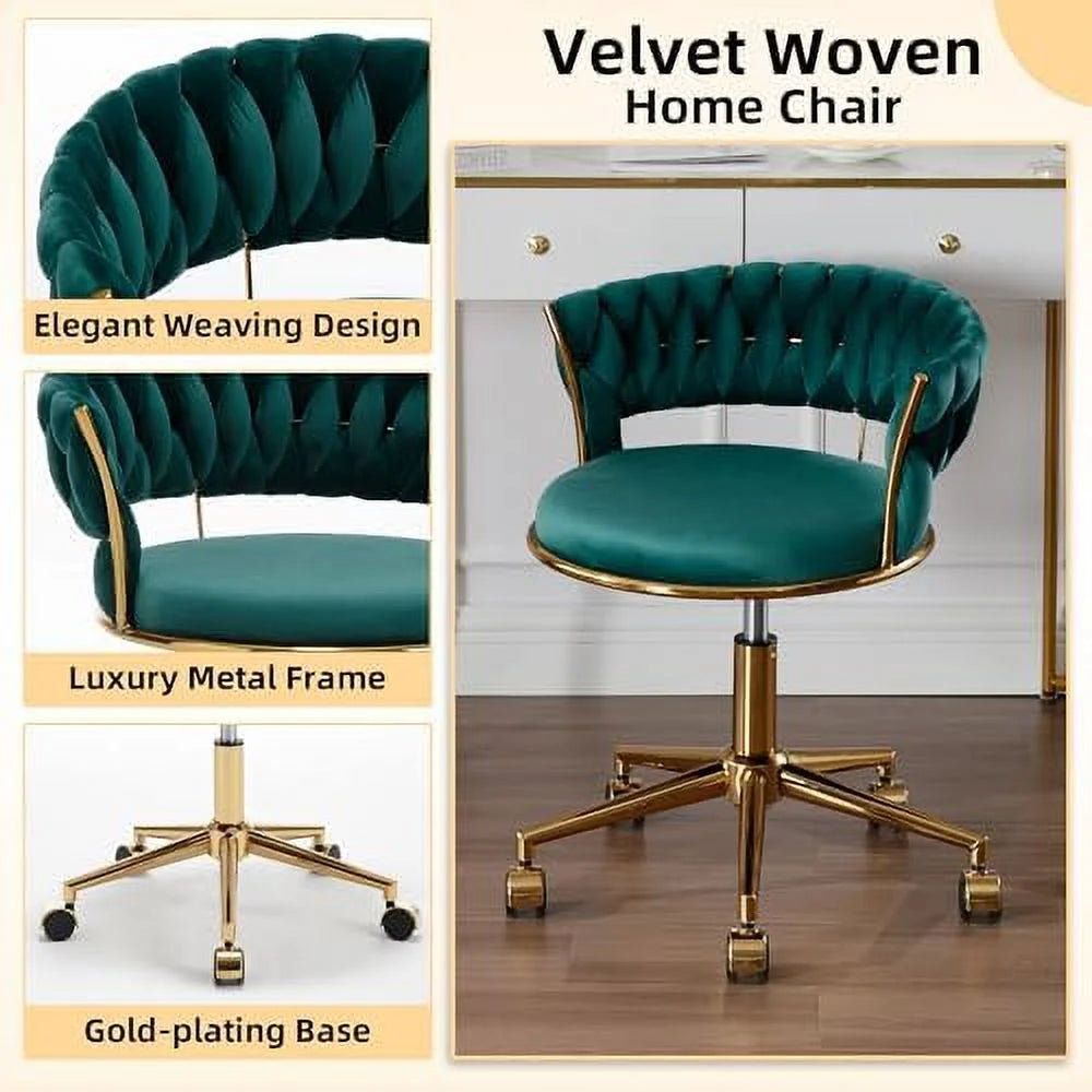 Dark Blue Velvet Desk Chair with Wheels G452443