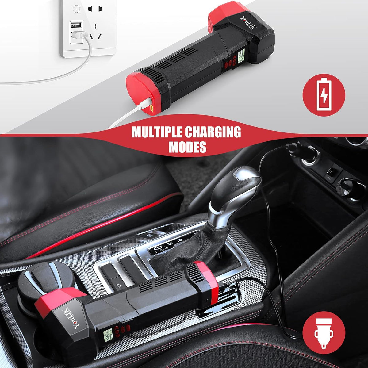 Tire Inflator Portable Air Compressor, 6000mAh Cordless Electric Pump N358
