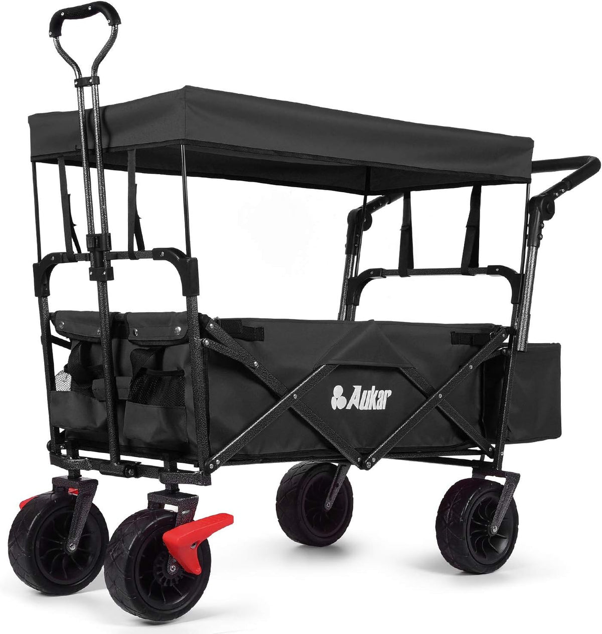 Collapsible Folding Wagon Utility Garden Cart with 7 All-Terrain Wheels O562
