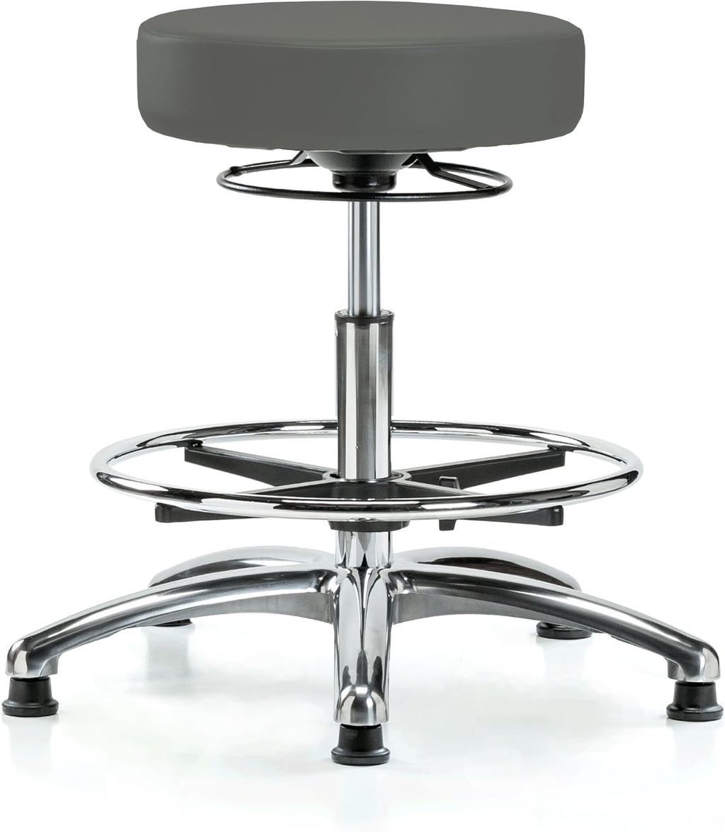Chrome 360 Degree Adjustable Swivel Stool Imperial Blue Vinyl I38929