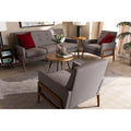 Light Grey Fabric Upholstered Walnut Wood 3-Piece Living Room Set Q935