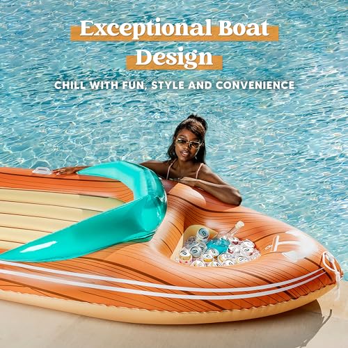 Inflatable Boat Pool Float with Cooler O82530