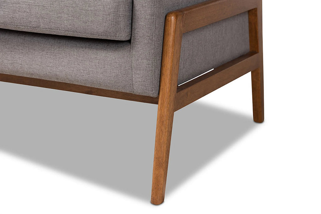 Light Grey Fabric Upholstered Walnut Wood 3-Piece Living Room Set Q935