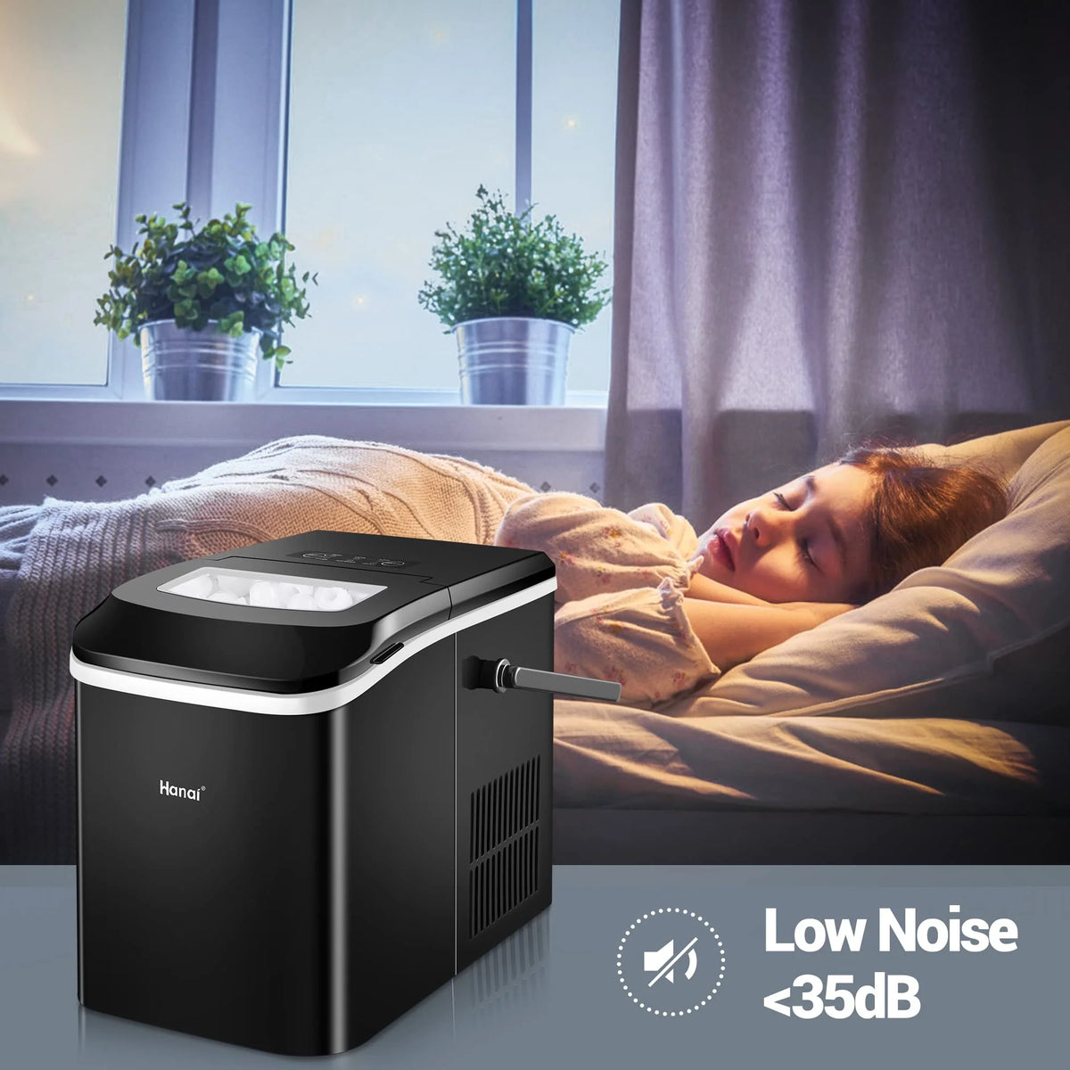 Black Portable Compact Countertop Ice Maker R44375