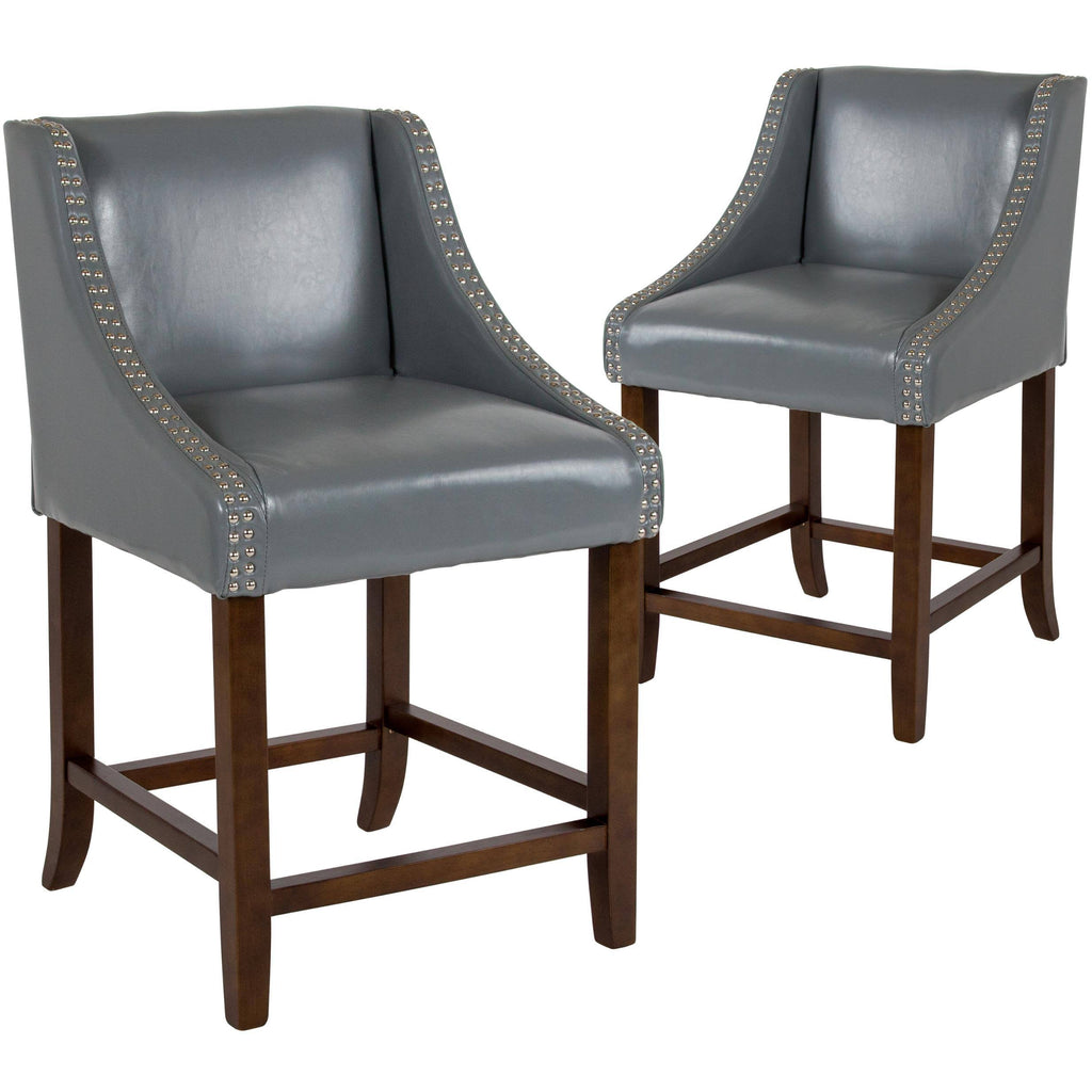 Light Gray Fabric Counter Height Stool W8566